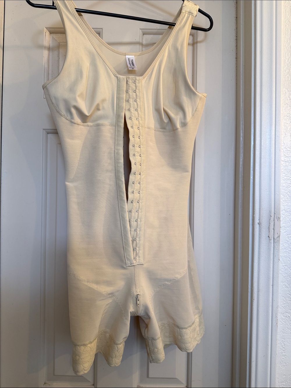 Front-Closure Full-Body Shapewear Bodysuit - Cream